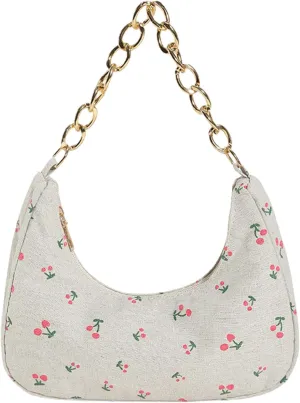 Women Shoulder Bag Fashionable New Pattern Flower Print Cute Daily Zipper Handbag Shoulder (Watermelon Red, One Size)