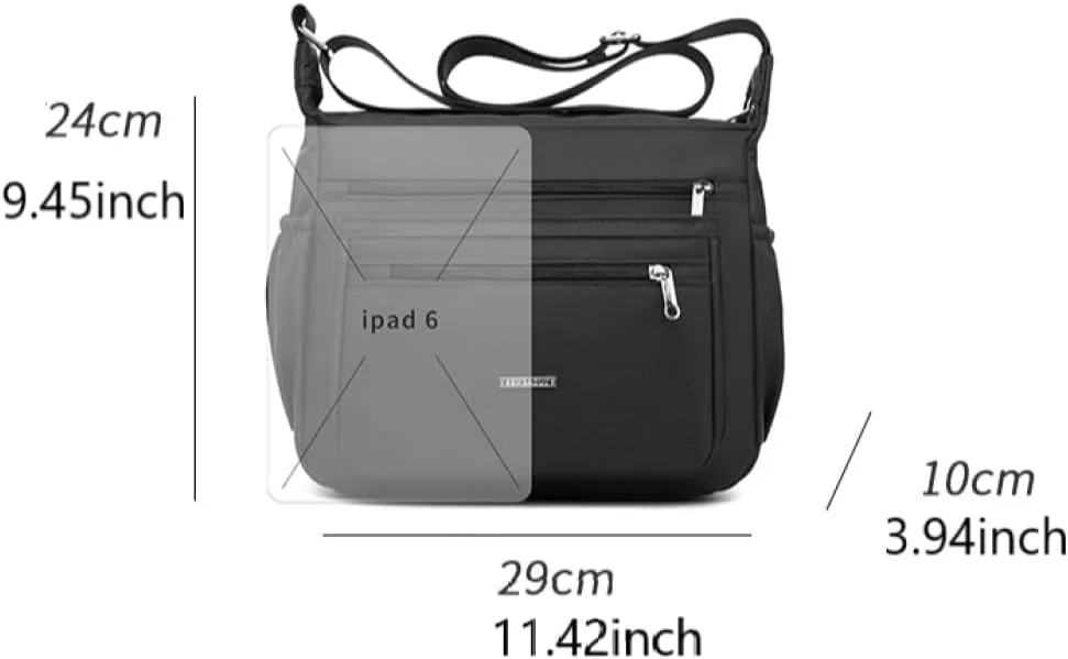 Women Shoulder Handbag Crossbody Bag Nylon Waterproof Roomy Multiple Pockets Bag Tote Top Handle Satchel
