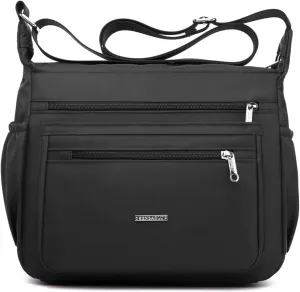 Women Shoulder Handbag Crossbody Bag Nylon Waterproof Roomy Multiple Pockets Bag Tote Top Handle Satchel