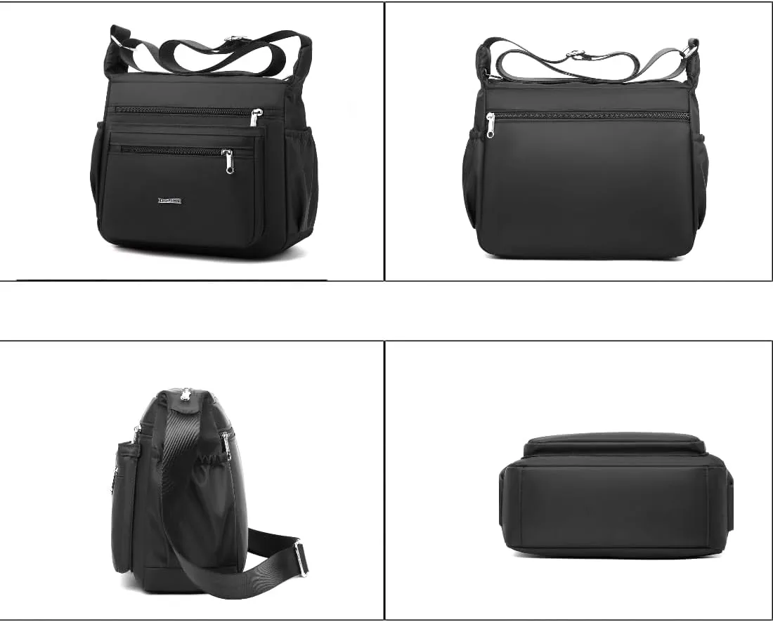 Women Shoulder Handbag Crossbody Bag Nylon Waterproof Roomy Multiple Pockets Bag Tote Top Handle Satchel