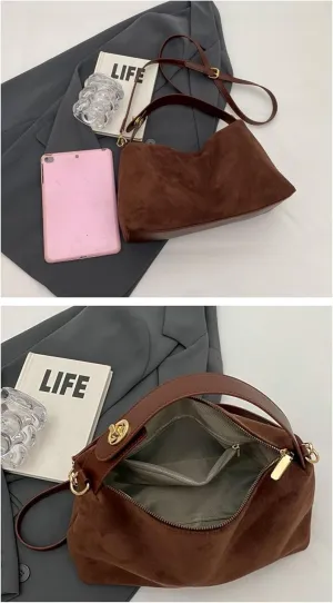 Women Slouchy Suede Satchels Shoulder Bag Faux Suede Hobo Bags Crossbody Phone Purse Top-Handle Tote Handbag Purse