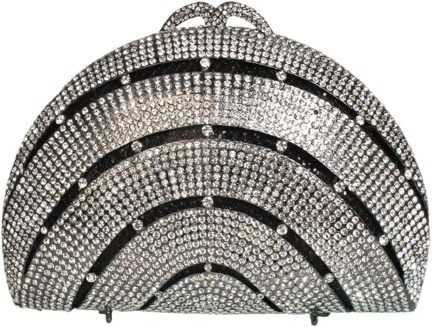 Women Stylish Rainbow Evening Purse Luxury Crystal Clutch Bag Glitter Full Diamond Handbag for Wedding Party
