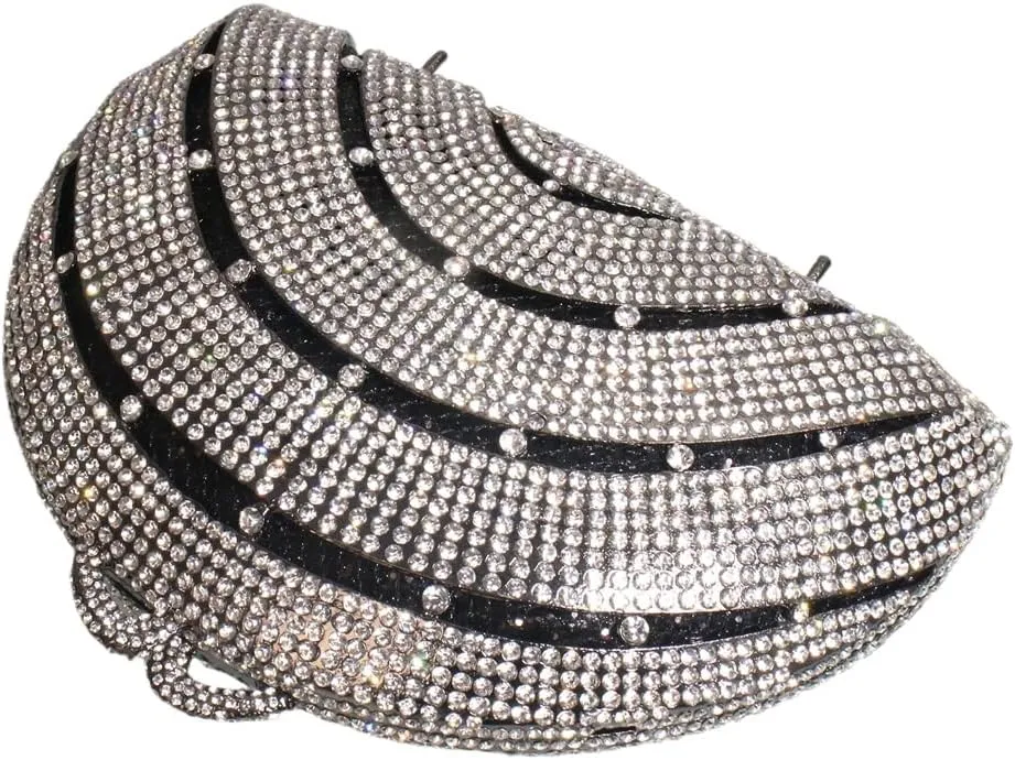 Women Stylish Rainbow Evening Purse Luxury Crystal Clutch Bag Glitter Full Diamond Handbag for Wedding Party