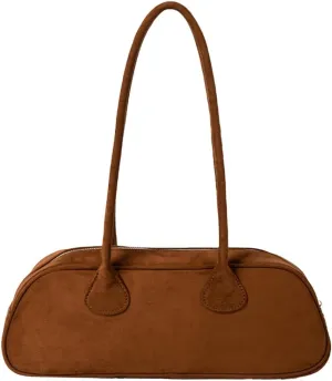 Women Suede Boston Tote Bag Zipper Shoulder Bag Multi-pocket Solid Color Clutch Purse for Shopping Travel