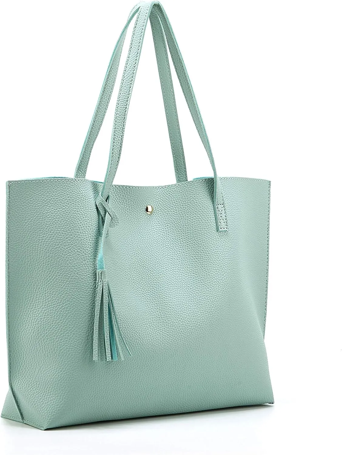 Women Tote Bags Top Handle Satchel Handbags PU Faux Leather Tote Bag with Tassel Shoulder Purse