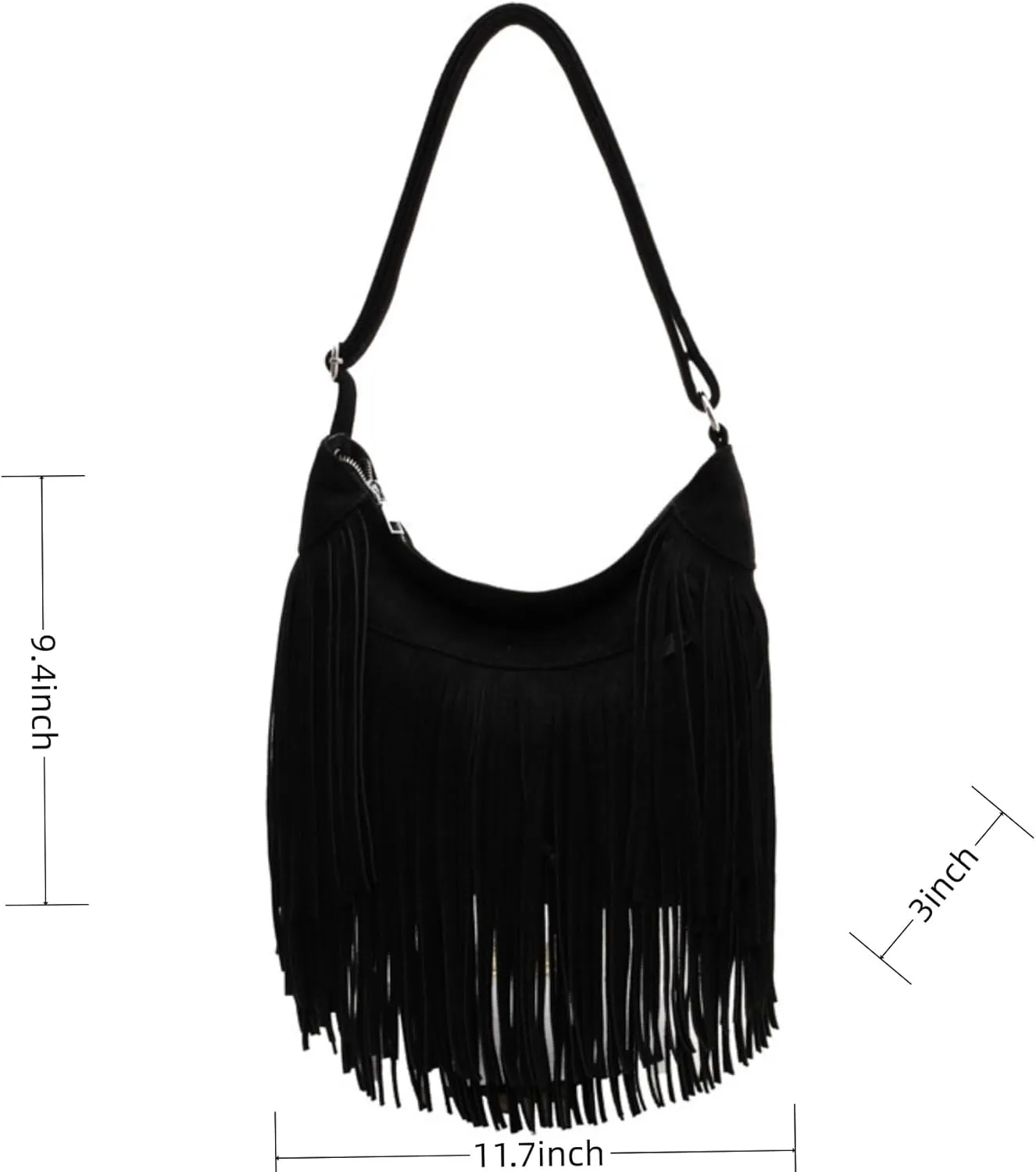 Women Vintage Suede Fringe Hobo Bag Tote Shoulder Bag Crossbody Bag and Hippie Western Cowgirl Purse Shoulder Bag