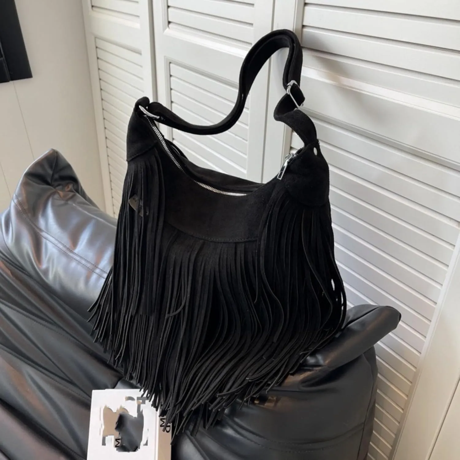 Women Vintage Suede Fringe Hobo Bag Tote Shoulder Bag Crossbody Bag and Hippie Western Cowgirl Purse Shoulder Bag