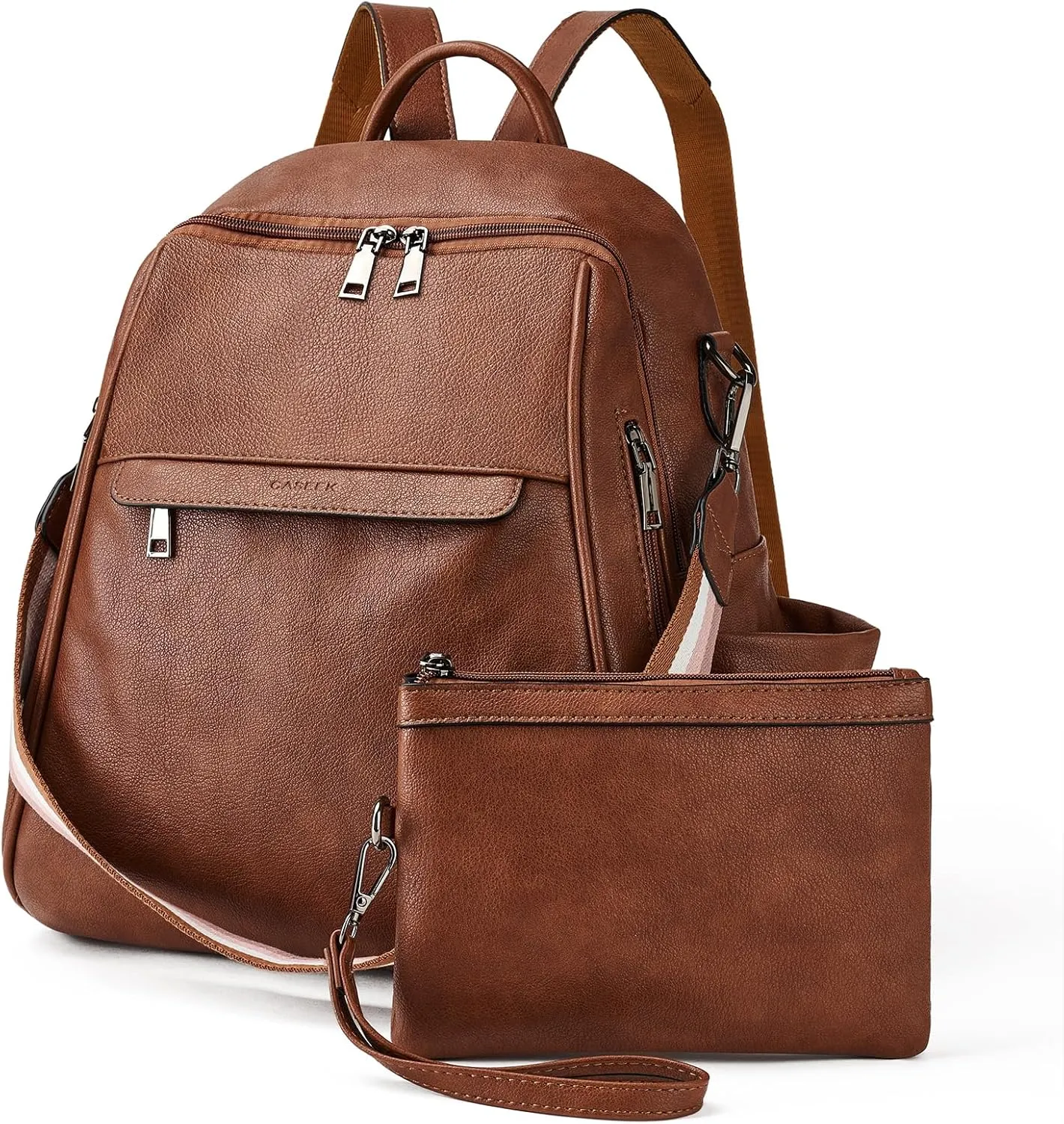 Womens Backpack Purse Leather: Fashion Convertible Ladies Shoulder Bag Travel Women Backpack Purse with Wristlet