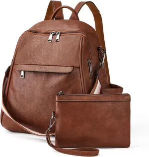 Womens Backpack Purse Leather: Fashion Convertible Ladies Shoulder Bag Travel Women Backpack Purse with Wristlet
