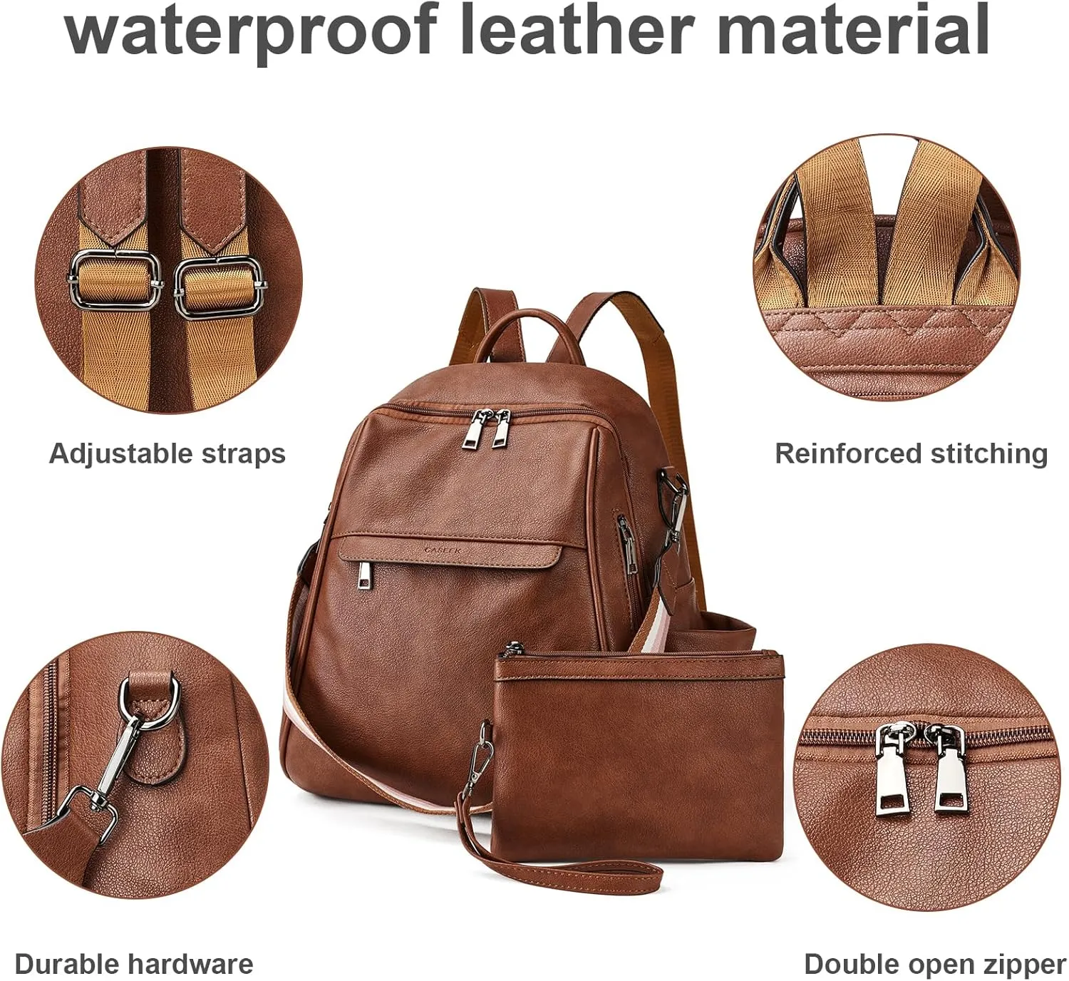 Womens Backpack Purse Leather: Fashion Convertible Ladies Shoulder Bag Travel Women Backpack Purse with Wristlet