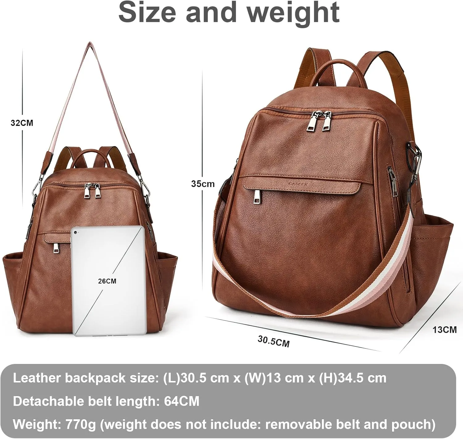 Womens Backpack Purse Leather: Fashion Convertible Ladies Shoulder Bag Travel Women Backpack Purse with Wristlet