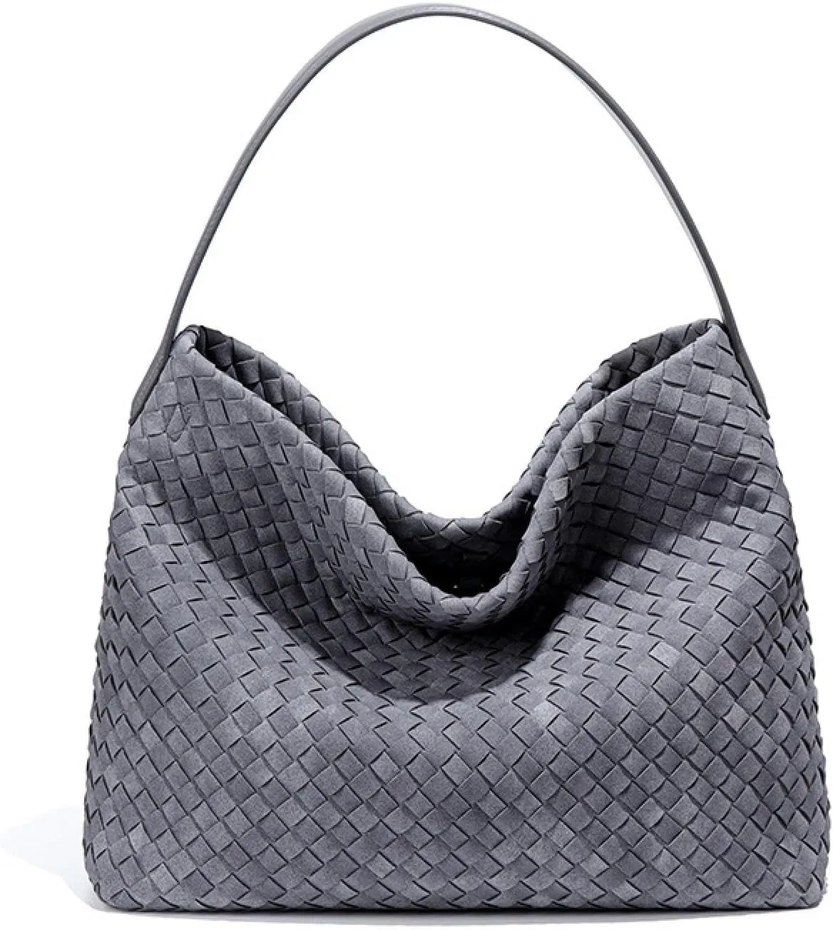 Women's Braided Leather Tote Bag Stylish Suede Hobo Shoulder Bag with Woven Details