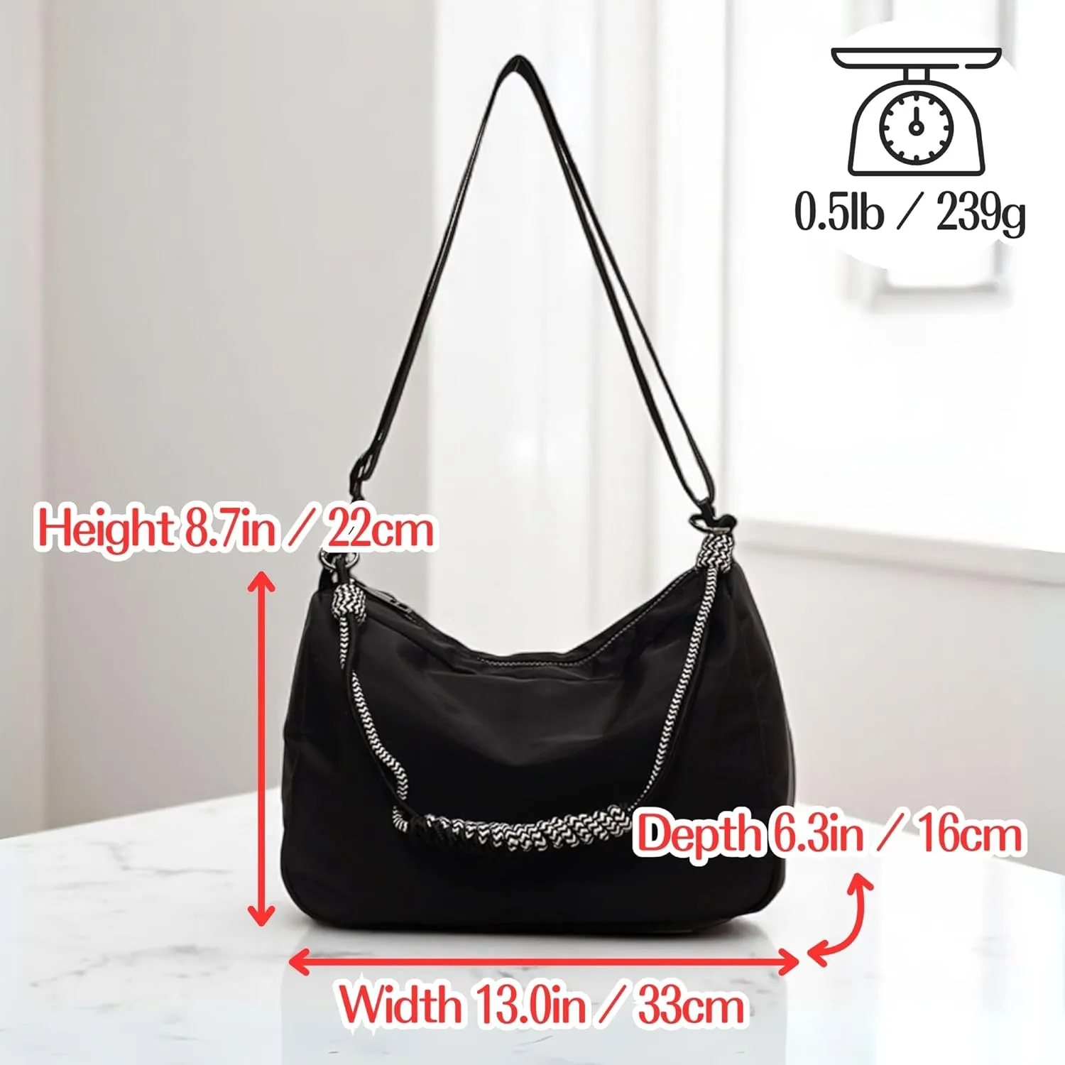 Womens Camouflage Adjustable Crossbody Zipper Hobo Bag with Genuine Leather, Canvas Polyester Travel Shoulder Handbags