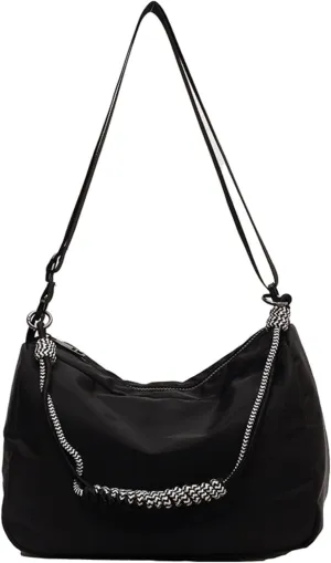 Womens Camouflage Adjustable Crossbody Zipper Hobo Bag with Genuine Leather, Canvas Polyester Travel Shoulder Handbags