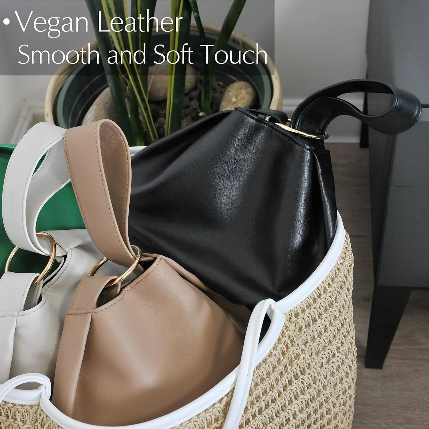 Women's Clutch Soft Vegan Leather Hobo Top Handle Bag Small Tote Purse