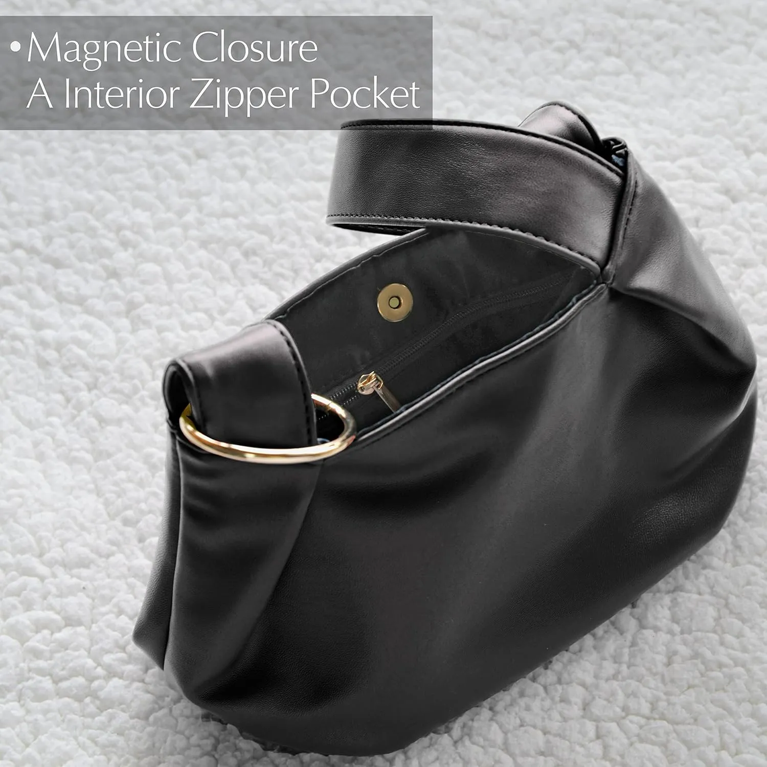 Women's Clutch Soft Vegan Leather Hobo Top Handle Bag Small Tote Purse
