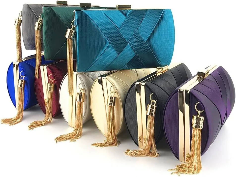 Women's Clutches, Tassel Evening Bags Clutch Purses Cross Body Shoulder Bag for Wedding Prom Night out Party
