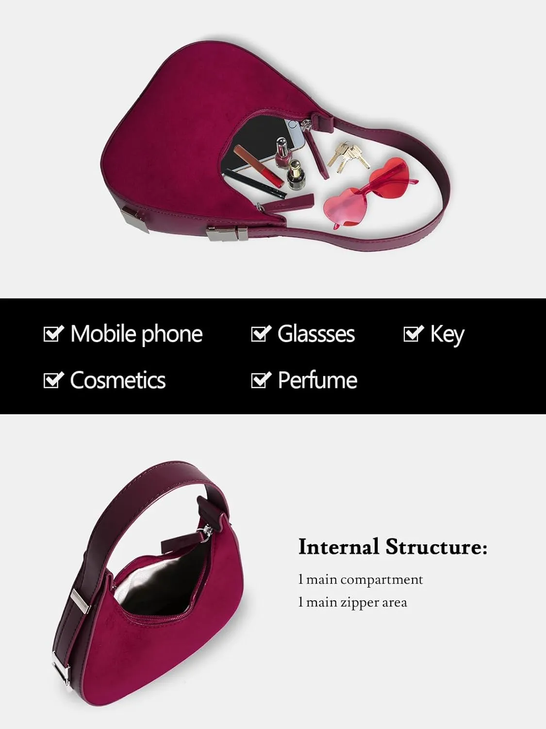Women's Crescent Shoulder Bags Fashion Y2k 90s Hobo Crescent Handbags,Underarm Shoulder Purse Bag，Upsized Version