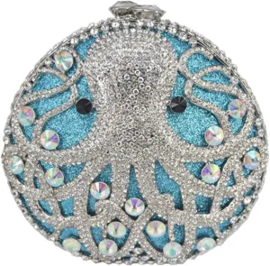 Womens Evening-Bag Chain Rhinestone Ladies Clutch-Purse Wedding Luxury-Handbag Octopus