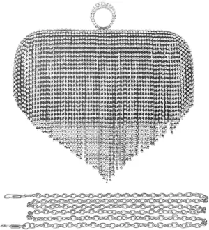 Women's Evening Handbag Crystal Tassel Clutch Purses Rhinestones Shoulder Bag Banquet Bag Bridal Wedding Purse