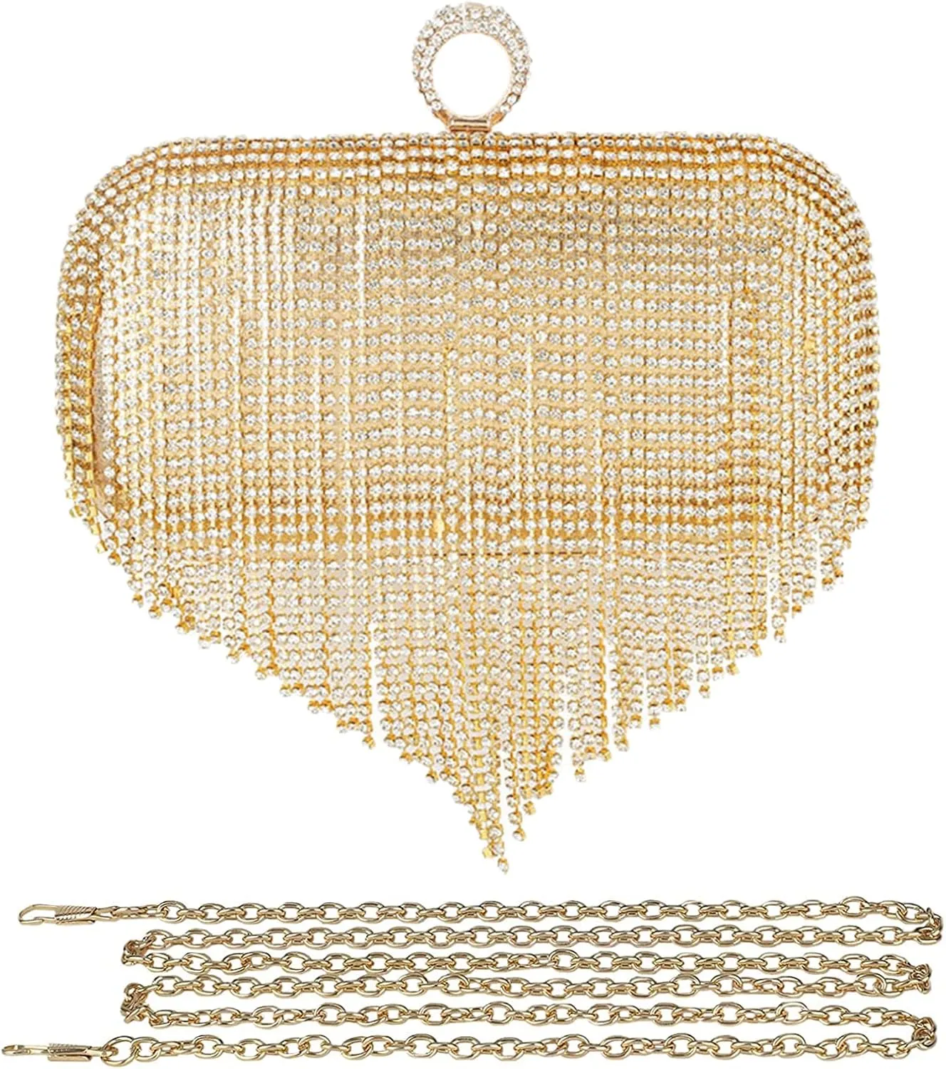 Women's Evening Handbag Crystal Tassel Clutch Purses Rhinestones Shoulder Bag Banquet Bag Bridal Wedding Purse