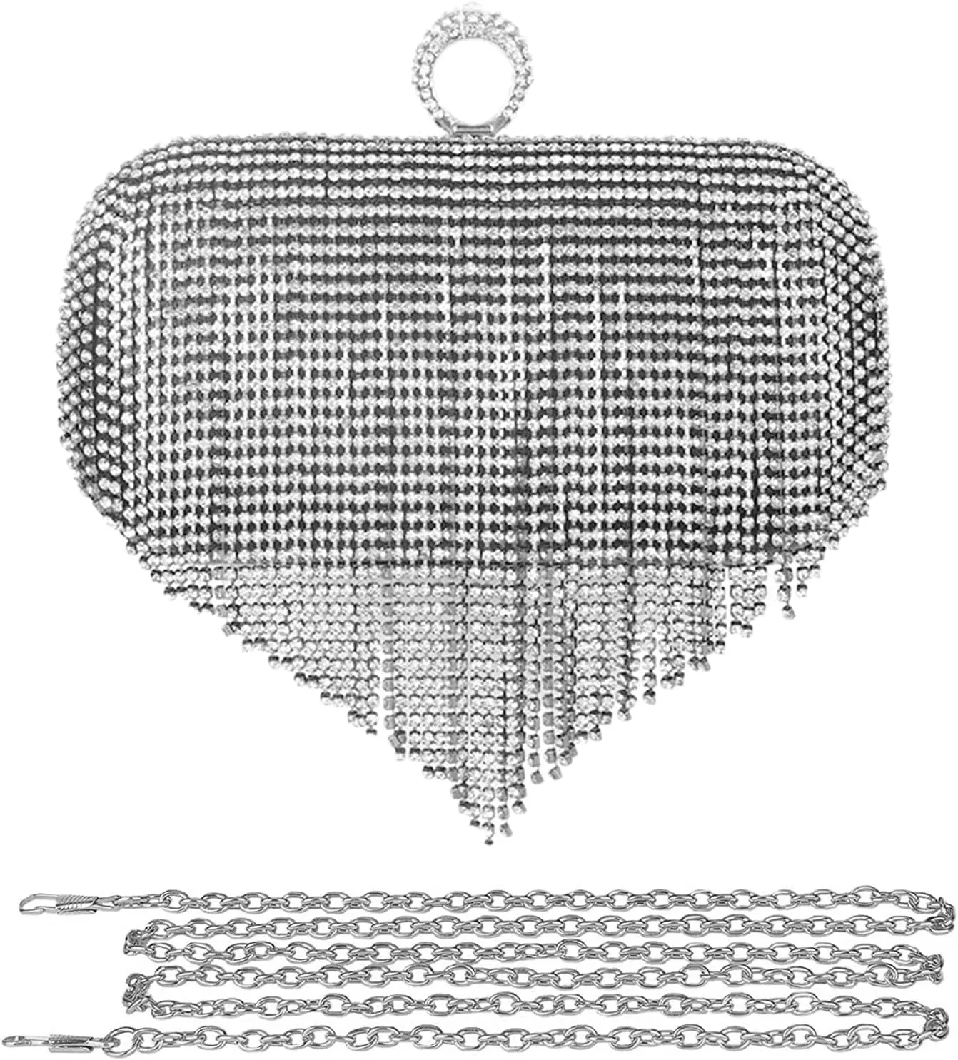 Women's Evening Handbag Crystal Tassel Clutch Purses Rhinestones Shoulder Bag Banquet Bag Bridal Wedding Purse