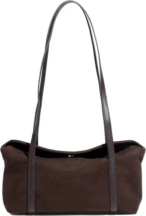 Women's Faux Suede Slouchy East West Le Teckel Hobo Tote Shoulder Bag