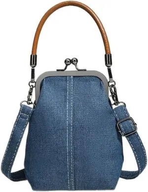 Women's Kiss Lock Crossbody Bag PU Leather Kiss Clasp Purse Crossbody Shoulder Bags Hobo Tote Purses Wallet Handbags