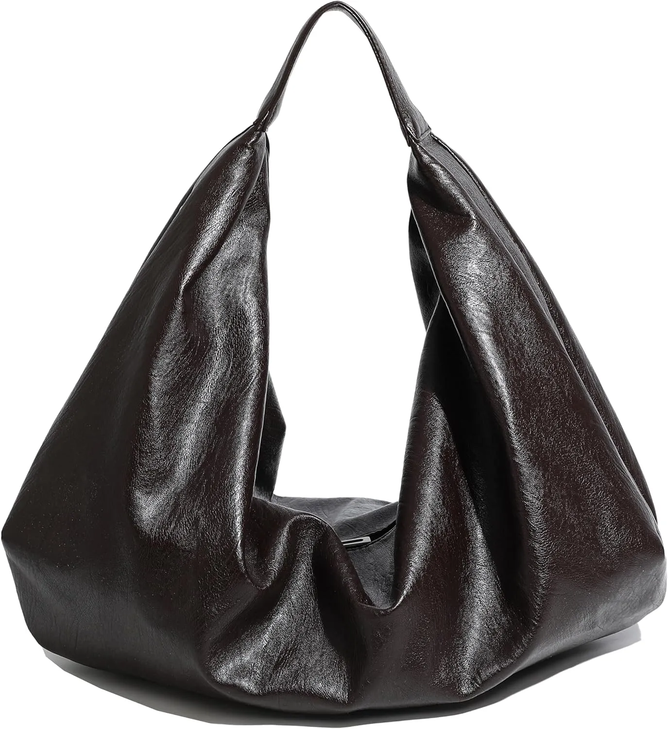 Women's Large Soft Vegan Leather Slouchy Crescent Hobo Tote Shoulder Bag