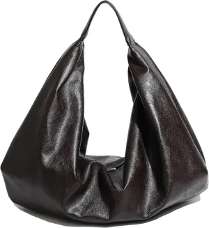 Women's Large Soft Vegan Leather Slouchy Crescent Hobo Tote Shoulder Bag