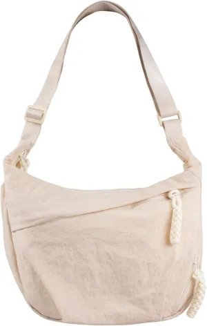 Women's Nylon Hobo Crescent Crossbody Bag, Multi-Pocket Sling Bag, Half Moon Shoulder Purse