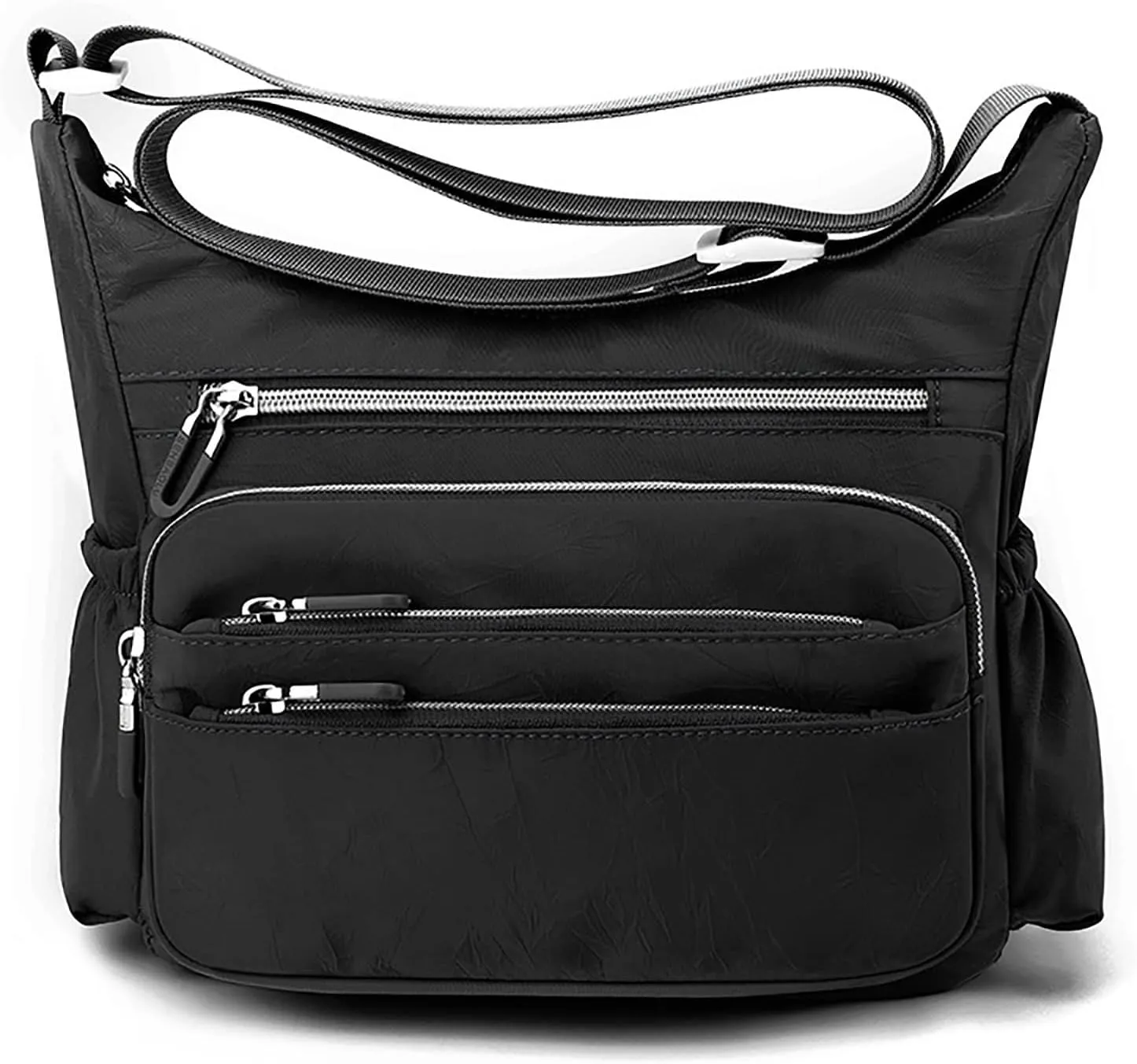 Womens Pocket Casual Crossbody Bag Ladies Shoulder Messenger Bags Handbag For Daily Use Travel Mens (Black, One Size)