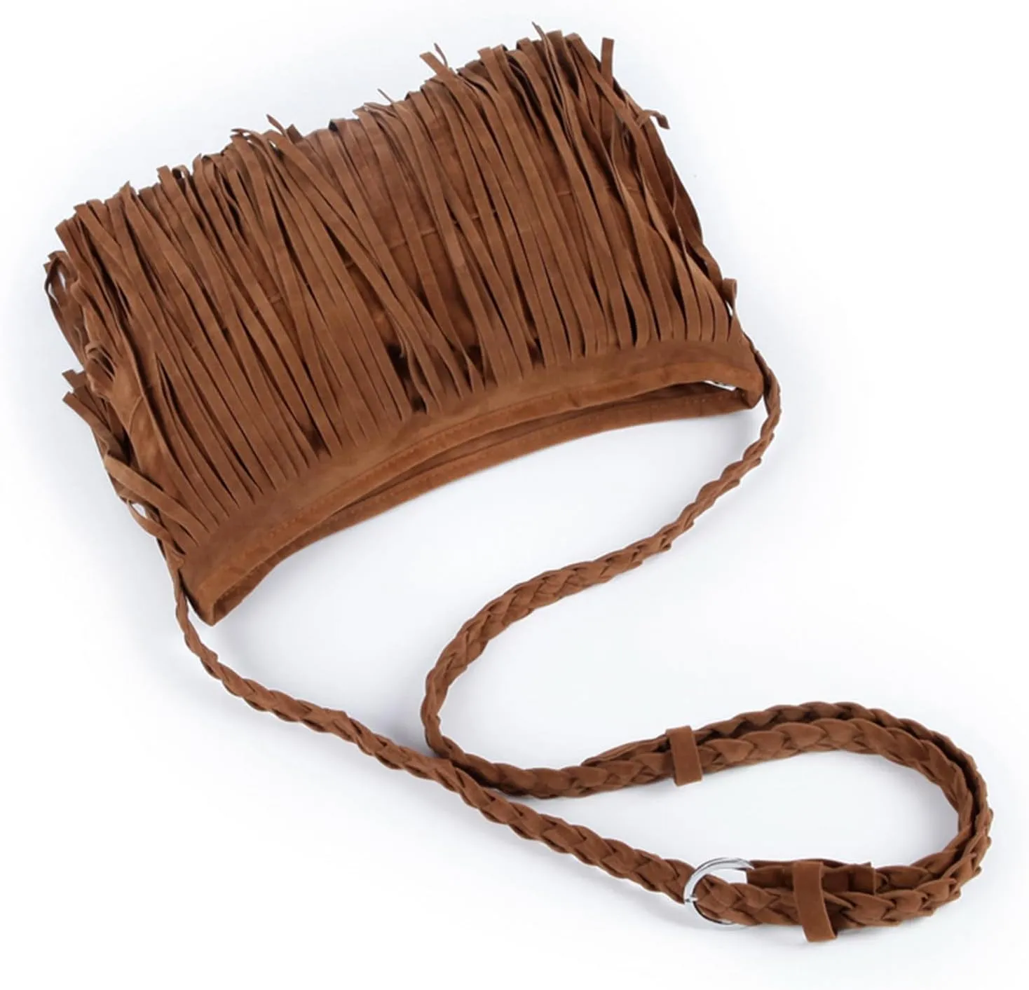 Women'S Retro Hippie Suede Tassel Messenger Bag Fashion Adjustable Western Hobo Crossbody Shoulder Handbags (brown,Medium)