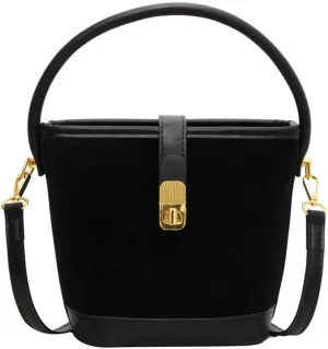 Women's retro niche leopard print crossbody bag suede bag versatile casual hand-held bucket bag