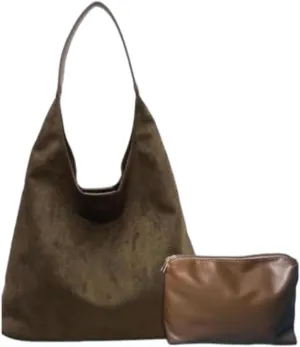 Women's Tote Bag for Work & Travel - Large Capacity Office Handbag with Suede Slouchy Design, Versatile Shoulder Bag