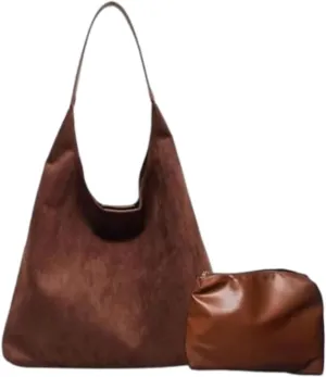 Women's Tote Bag for Work & Travel - Large Capacity Office Handbag with Suede Slouchy Design, Versatile Shoulder Bag