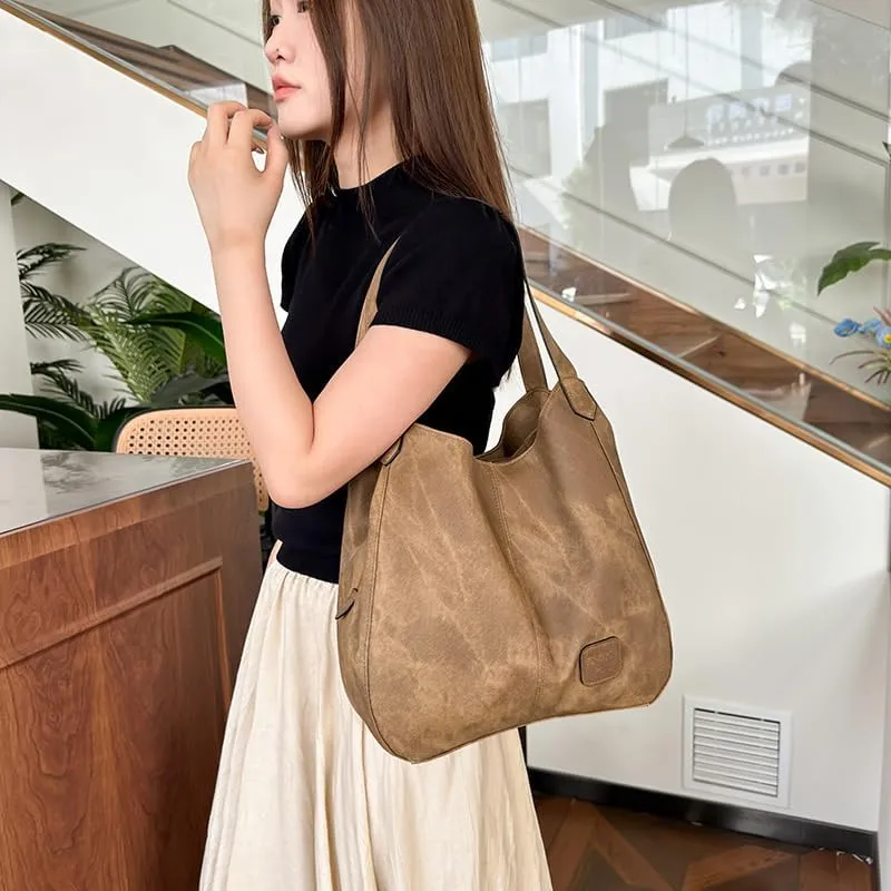 Womens Tote Bag,Vintage Large Capacity Pu Shoulder Bags Fashion Retro Hobo Handbags Purse