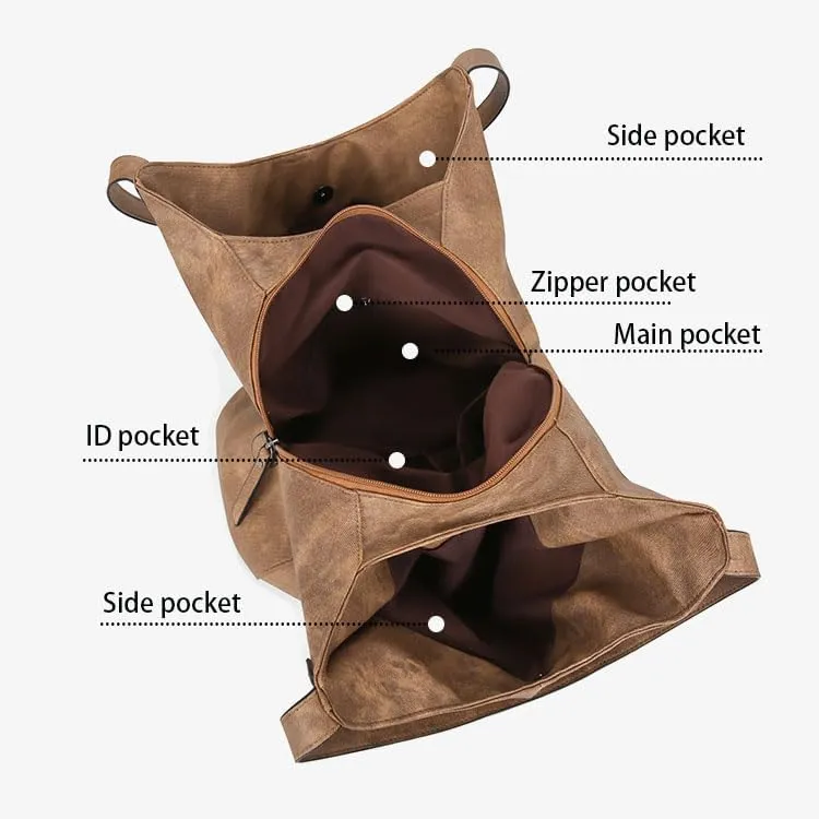 Womens Tote Bag,Vintage Large Capacity Pu Shoulder Bags Fashion Retro Hobo Handbags Purse