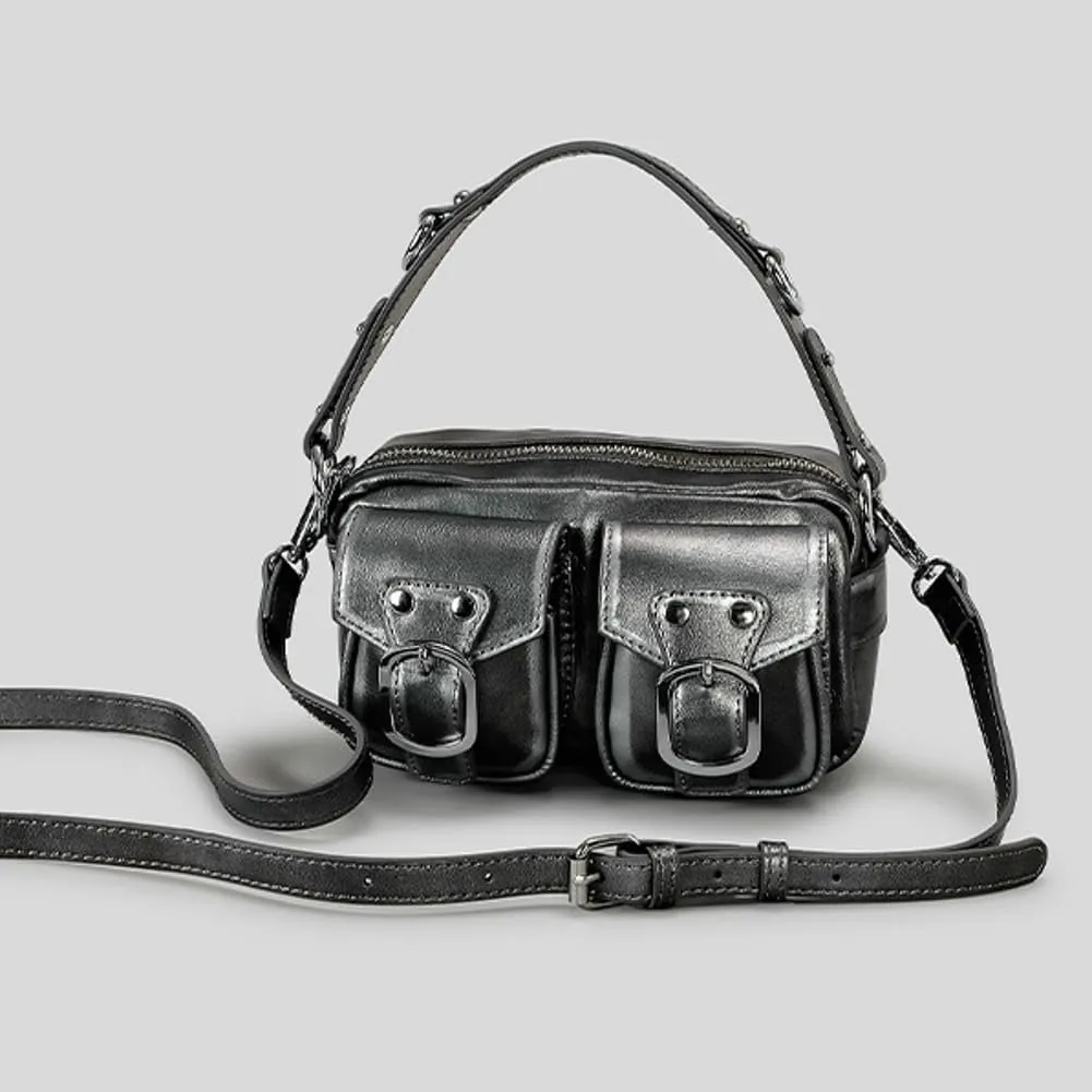 Womens Vintage Shoulder Tote Bag Small Y2k Vegan Leather Crossbody Purse Multi Pocket Handbag Top Handle Satchels