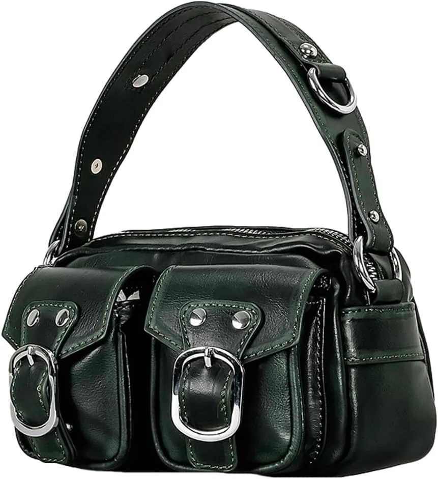 Womens Vintage Shoulder Tote Bag Small Y2k Vegan Leather Crossbody Purse Multi Pocket Handbag Top Handle Satchels