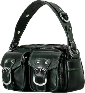 Womens Vintage Shoulder Tote Bag Small Y2k Vegan Leather Crossbody Purse Multi Pocket Handbag Top Handle Satchels