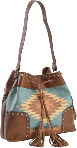 Women's Zapotec Southwestern Print Drawstring Bucket Bag Brown One Size