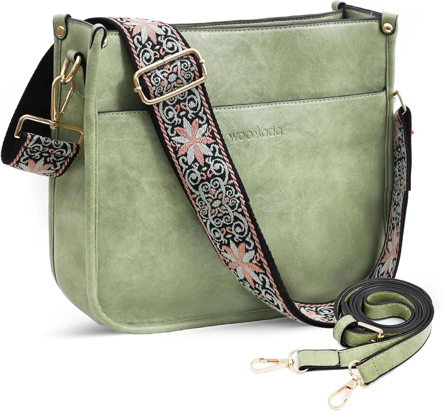 WOOMADA Hobo Handbag for Women Vegan Leather Crossbody Bags Trendy Shoulder Bag with 2 Adjustable Strap