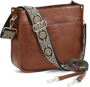 WOOMADA Hobo Handbag for Women Vegan Leather Crossbody Bags Trendy Shoulder Bag with 2 Adjustable Strap
