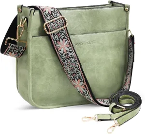 WOOMADA Hobo Handbag for Women Vegan Leather Crossbody Bags Trendy Shoulder Bag with 2 Adjustable Strap