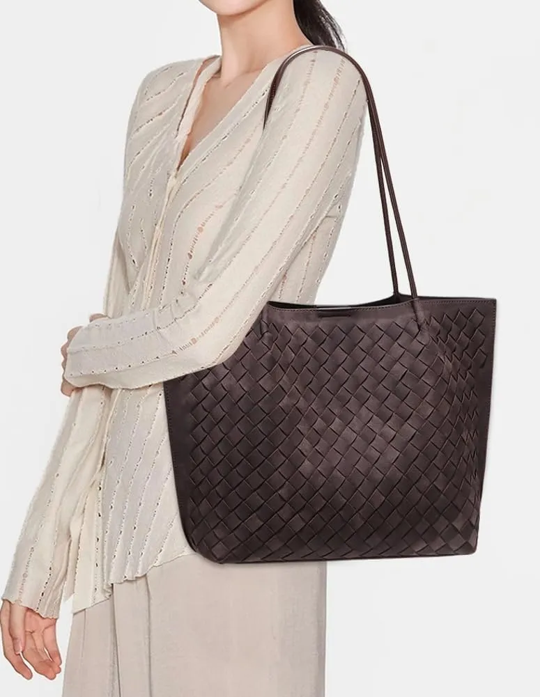 Woven Bag Suede Tote Handbag for Women PU Leather Shoulder Bag Suede Woven Underarm Purse Top Handle Handbag with Wallet 2025