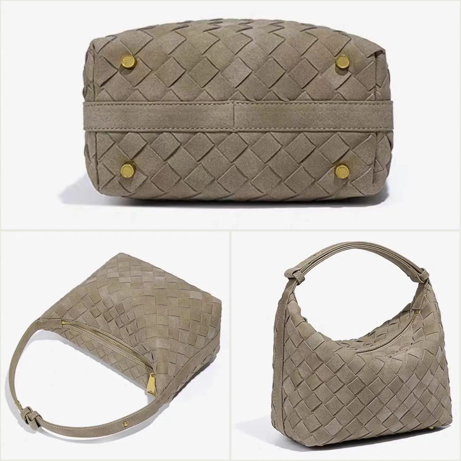 Woven Leather Bag Suede Purses for Women Woven Handbags for Women Hobo Bag Top Handle Satchel Handbag