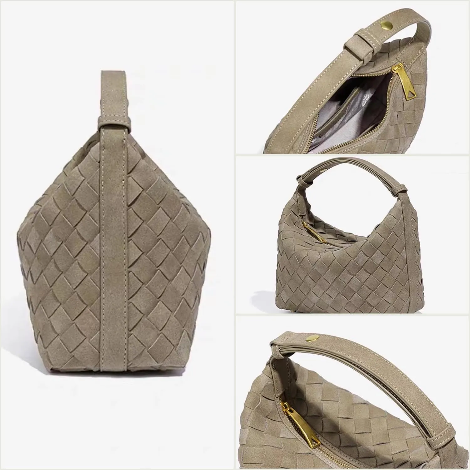 Woven Leather Bag Suede Purses for Women Woven Handbags for Women Hobo Bag Top Handle Satchel Handbag