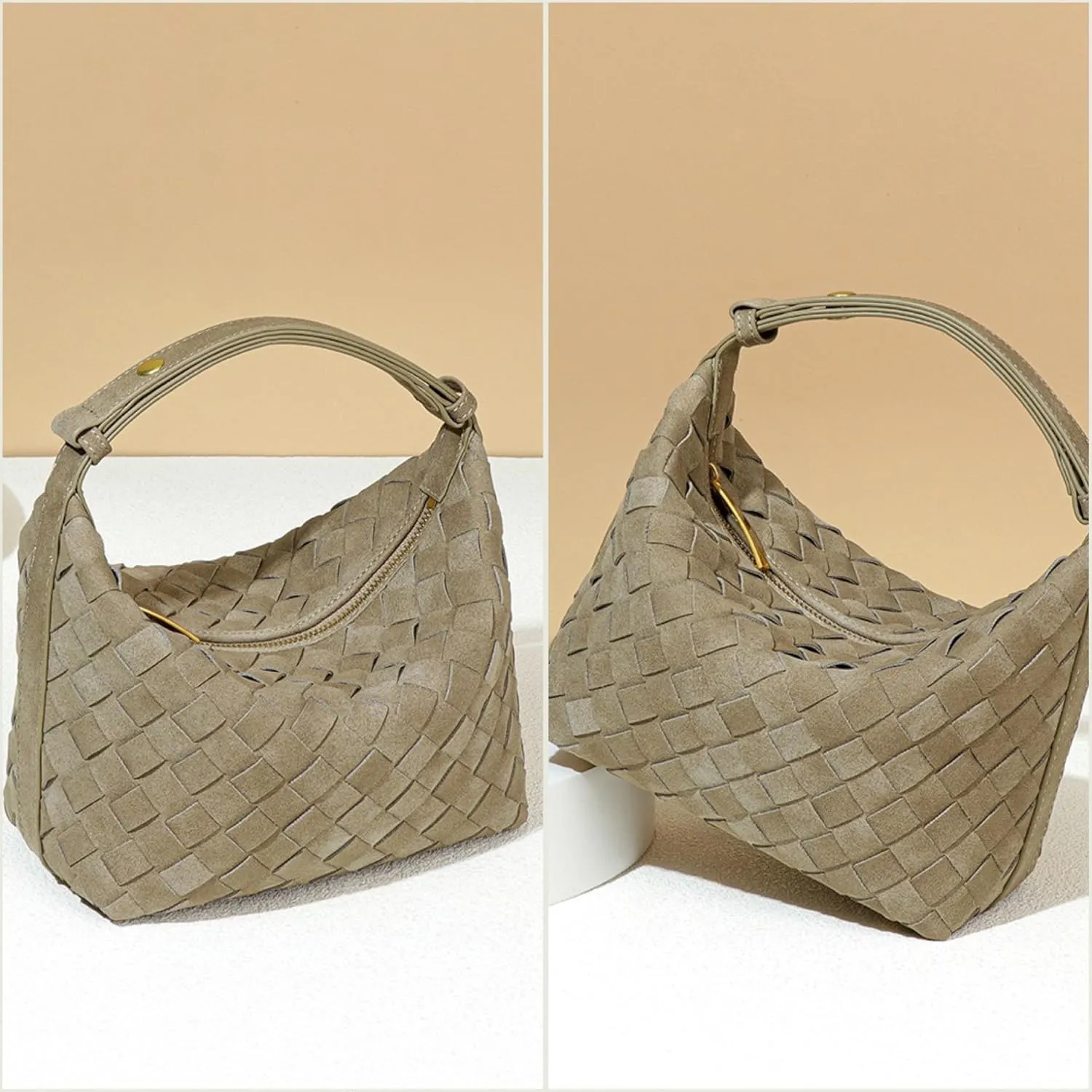 Woven Leather Bag Suede Purses for Women Woven Handbags for Women Hobo Bag Top Handle Satchel Handbag