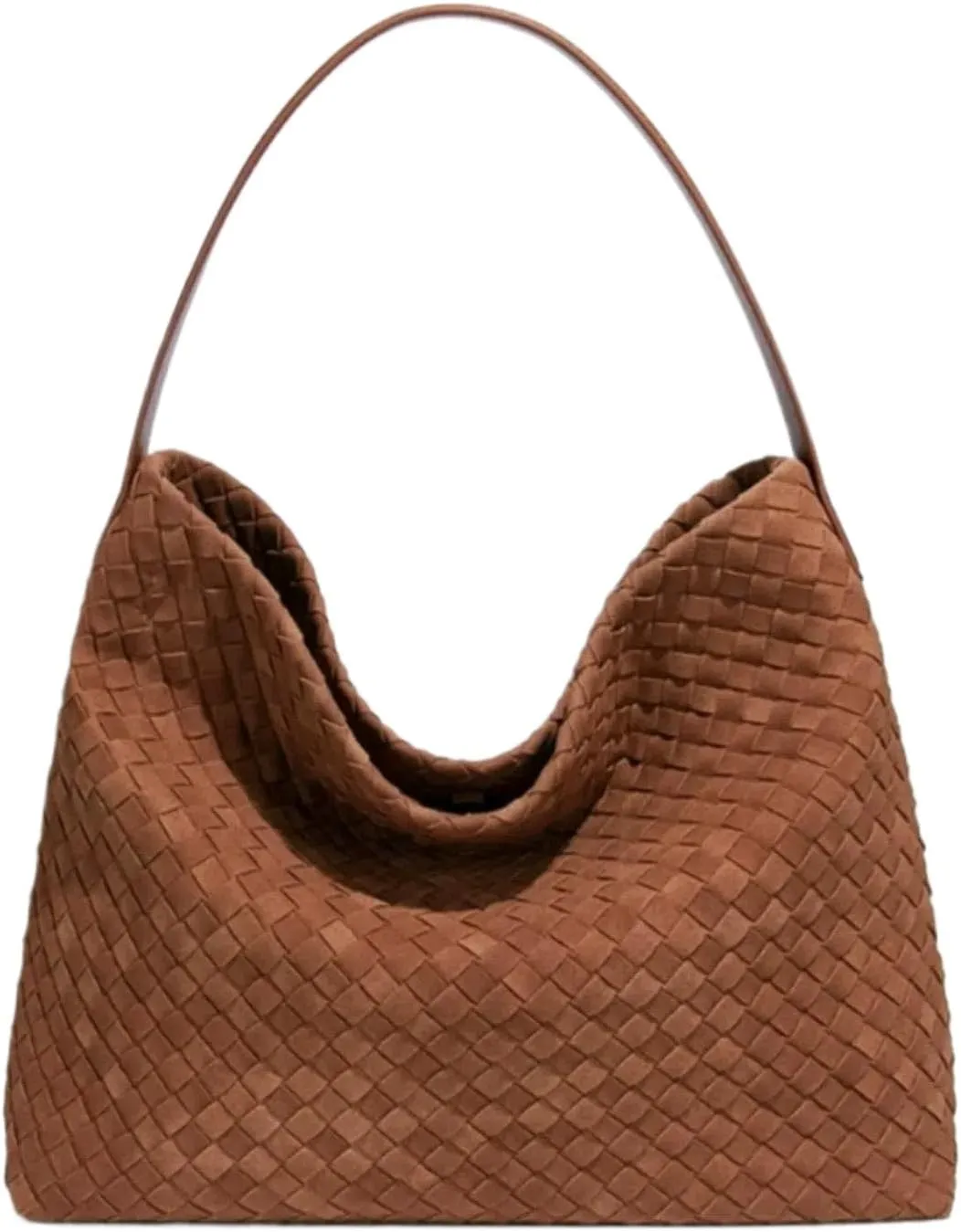 Woven Suede Tote Bag for Women Faux Suede Hobo Bag Slouchy Shoulder Bag Soft Woven Handbag